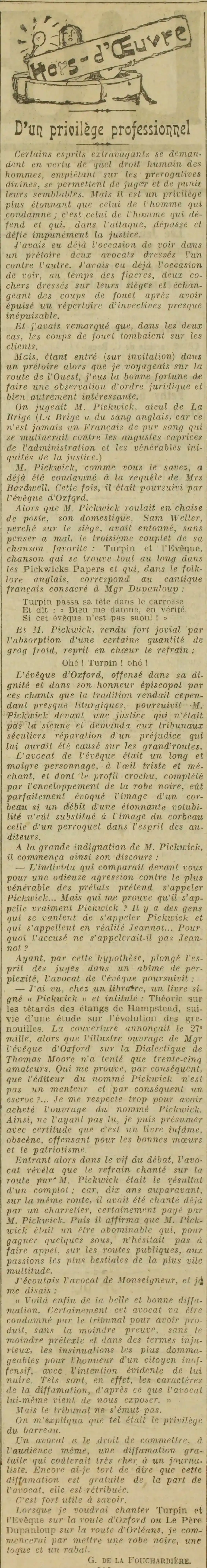  LOeuvre 1924 11 23 L'homme qui défend dispose d'un privilège plus étonnant que celui de l'homme qui condamne.