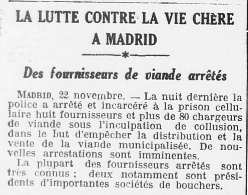  LOuest Éclair 1924 11 23 The fight against the high cost of living in Madrid