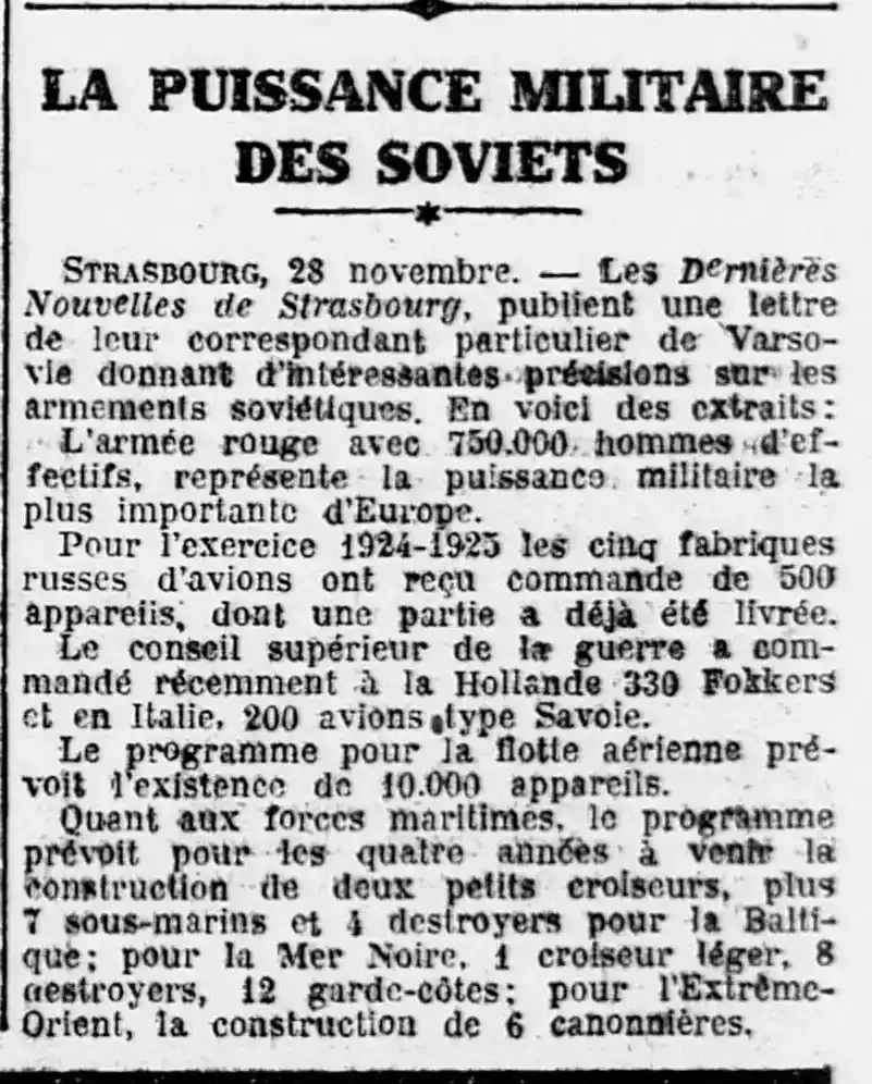 La puissance militaire des soviets. D'intéressantes précisions sur l'armement de la Russie.