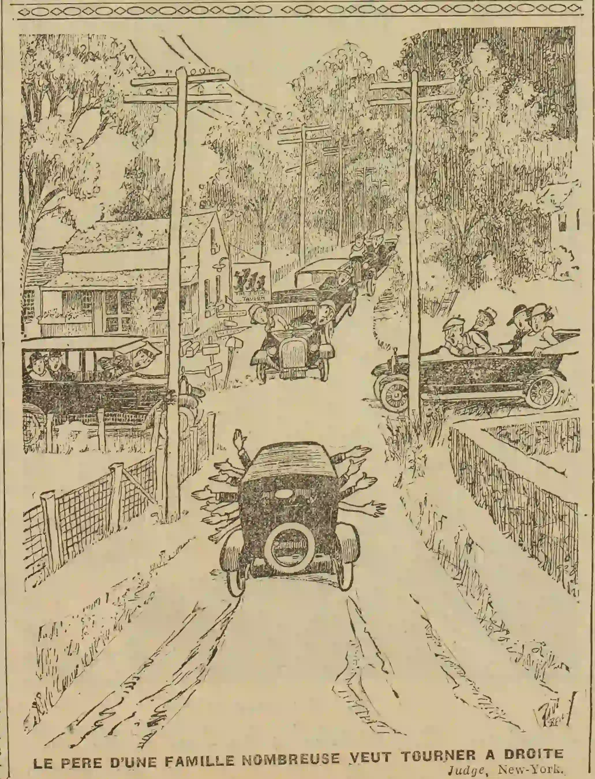 La famille nombreuse américaine, un dessin humoristique de Judge (New-York)
