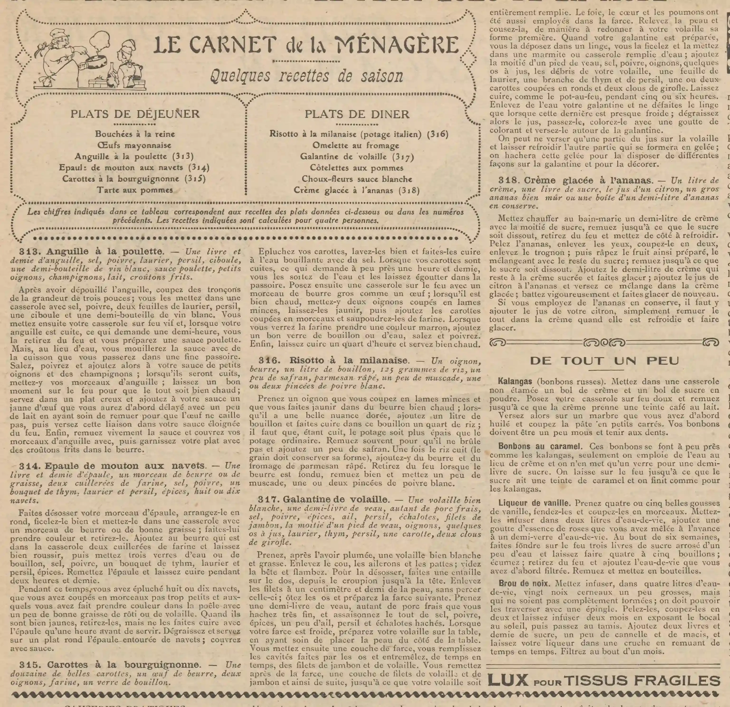  Le Petit écho de la mode 1924 12 15  menus et recettes