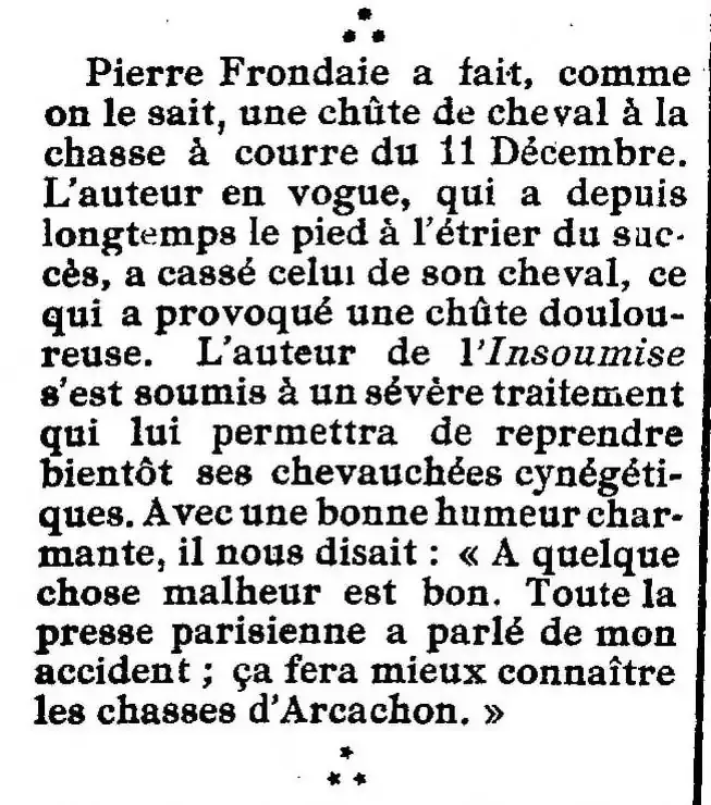  LAvenir dArcachon  24 12 21  Pierre Frondaie a fait une chute de cheval 2