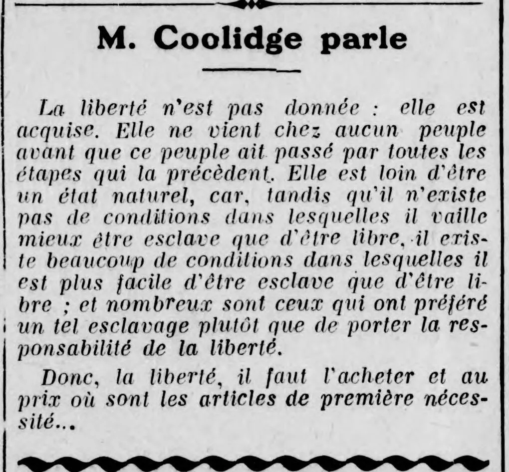  propos attribués au Président Coolidge