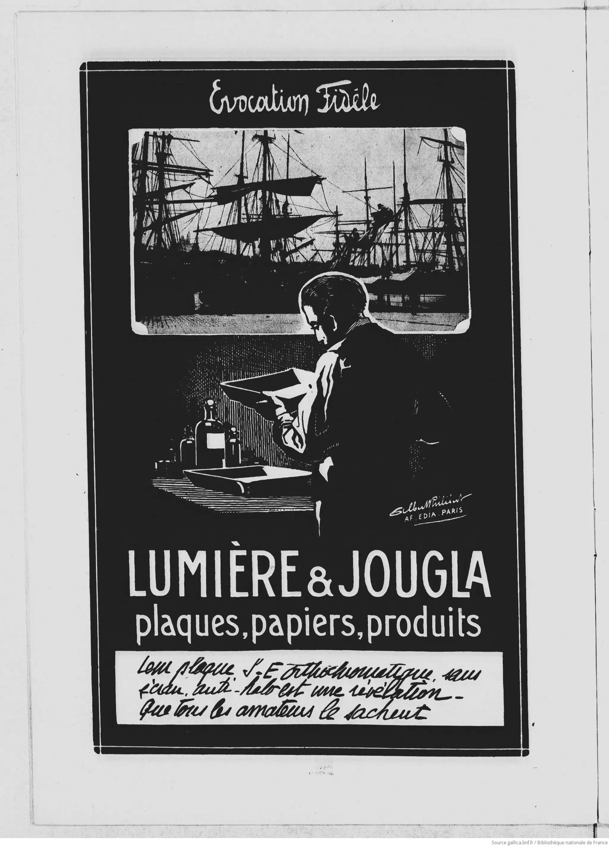  publicité pour Lumière et Jouglas signée Gilbert Philibert