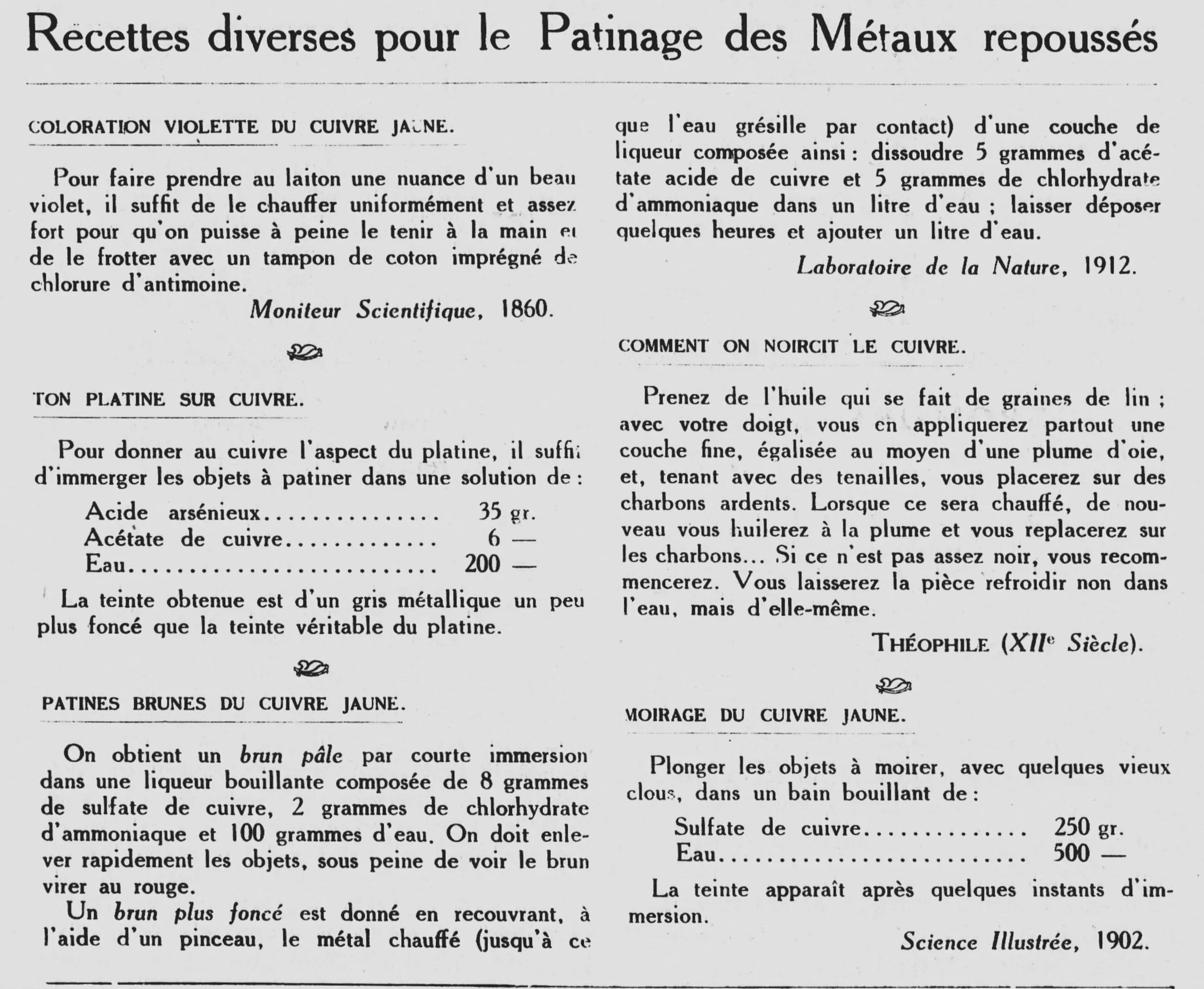  Art et photo le patinage des métaux repoussé