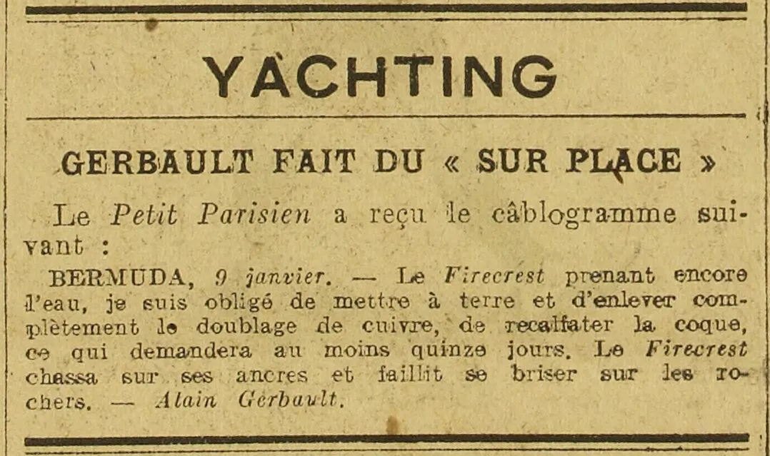  Alain Gerbault fait du surplace aux Bermudes