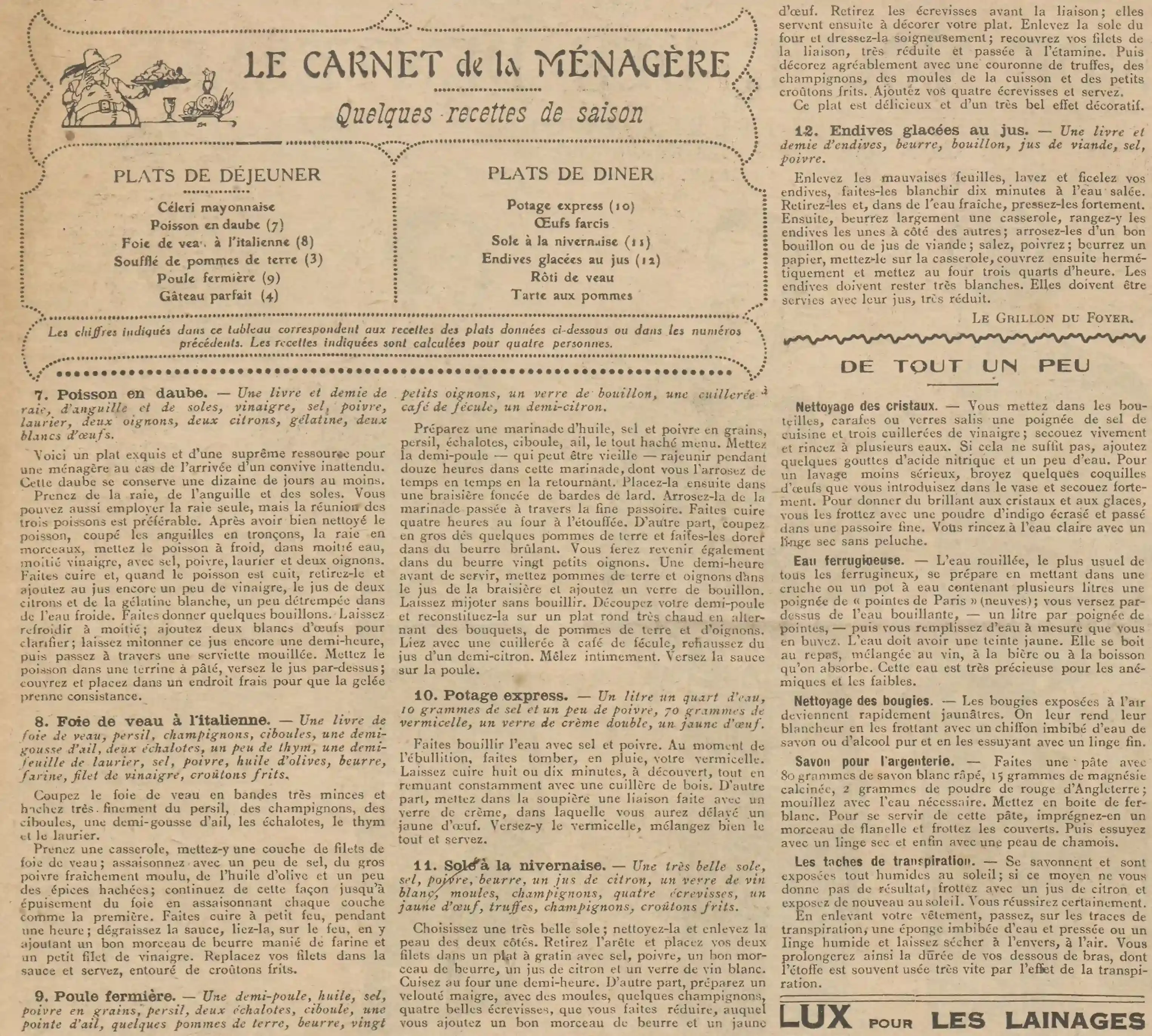 Z Le Petit écho de la mode 1925 01 11 art 06 menu et recettes 6