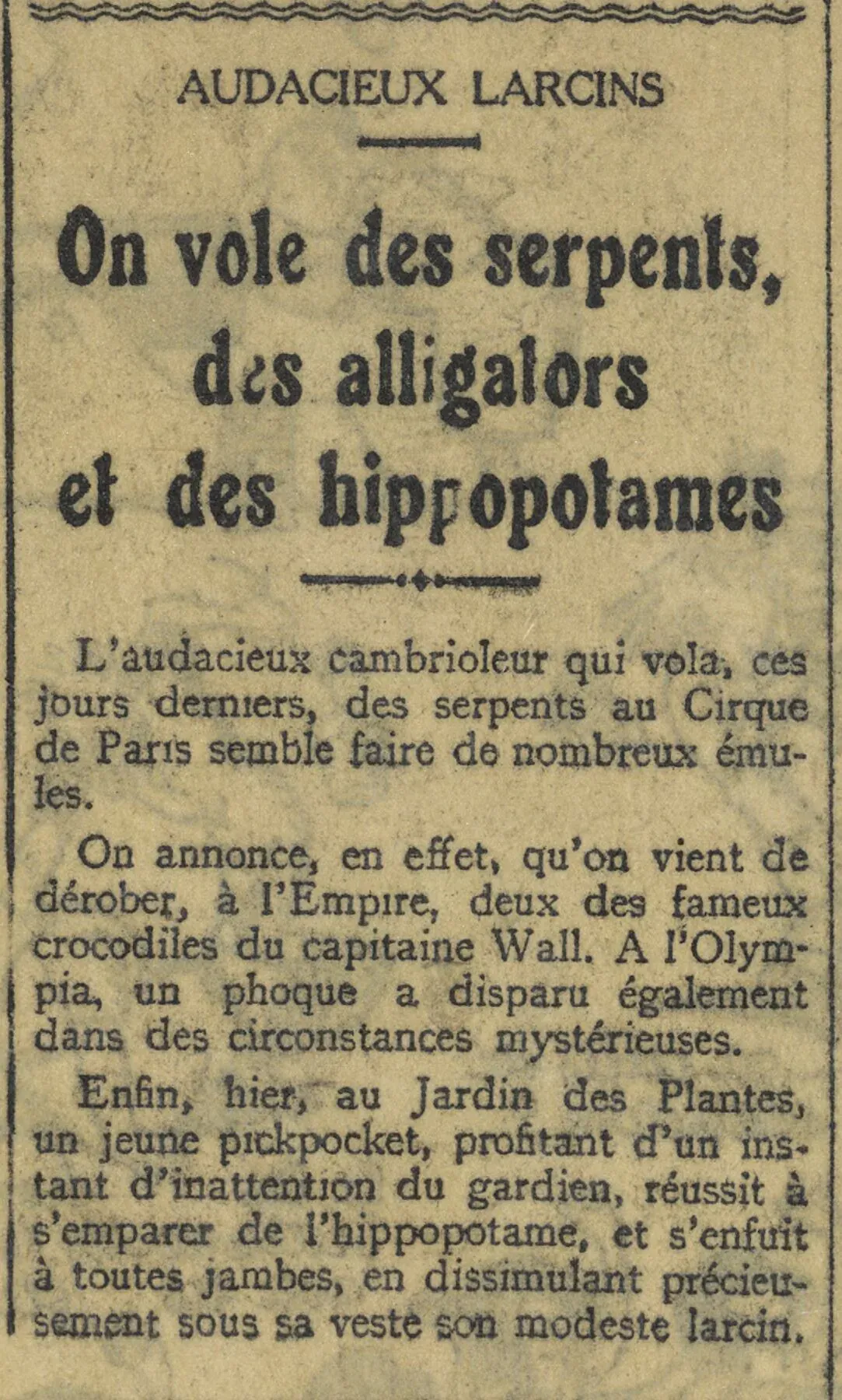   audacieux larcins - un article humoristique 
