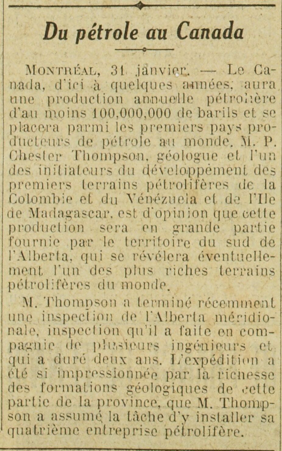 du pétrfole au Canada