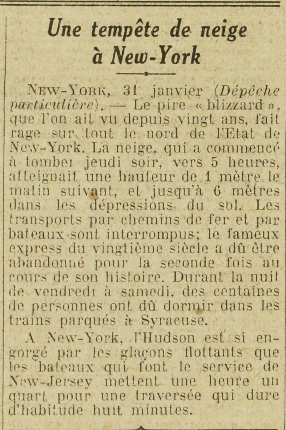  tempête de neige sur New York