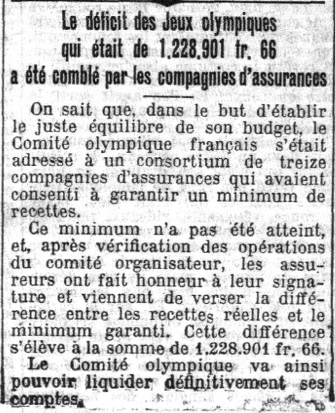 le déficit des jeux olympiques