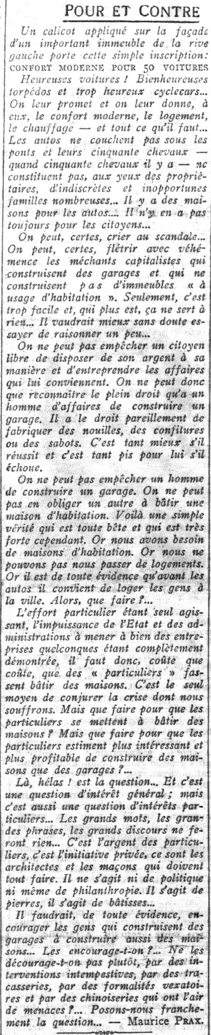 Confort moderne pour 50 voitures la chronique de Maurice Prax