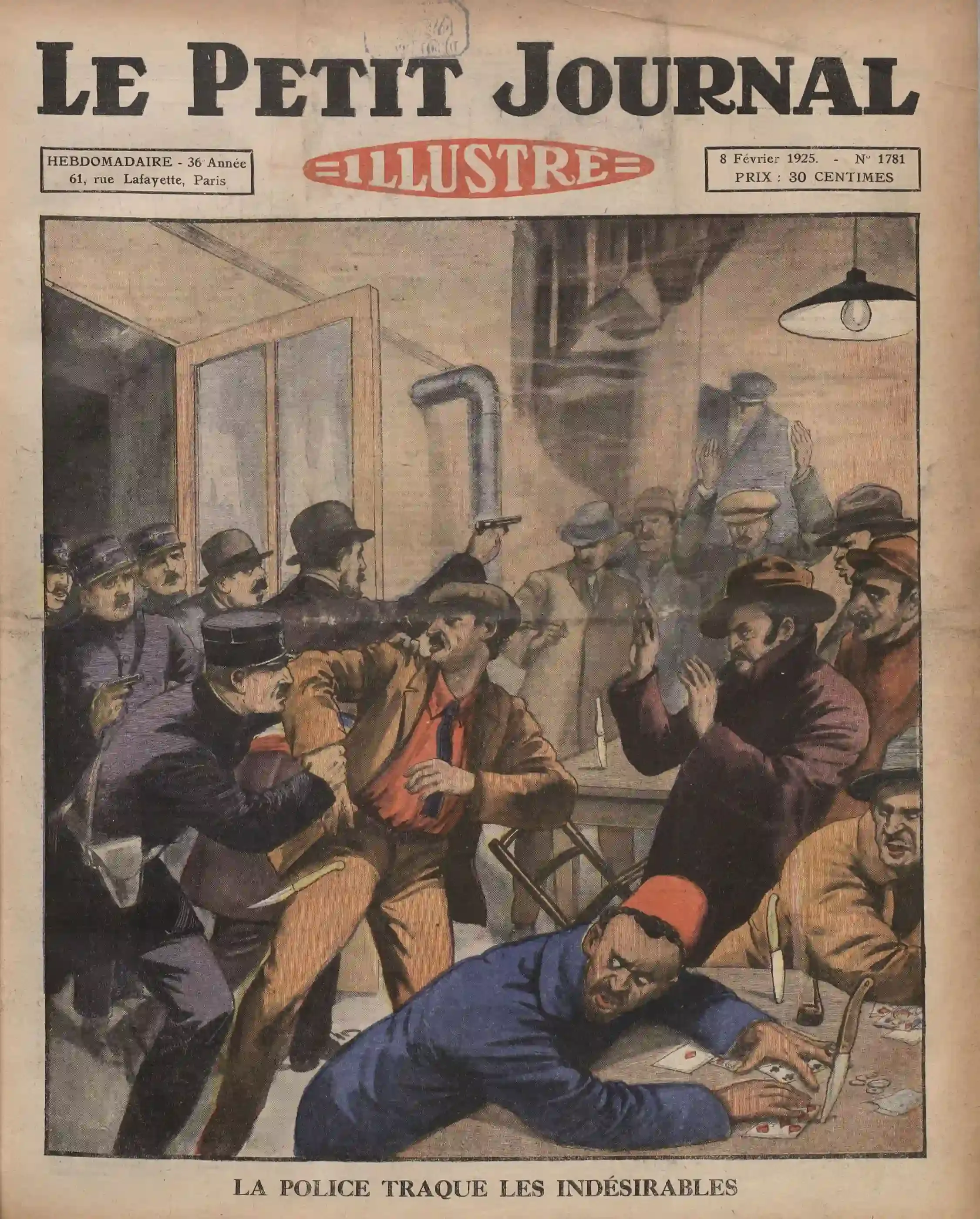 ZZ Le Petit journal illustré 1925 02 08 Page 01 la police traque les indésirables 1