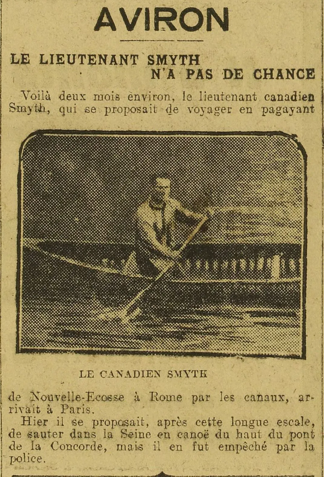 Le lieutenant George Smyth n'a pas de chance