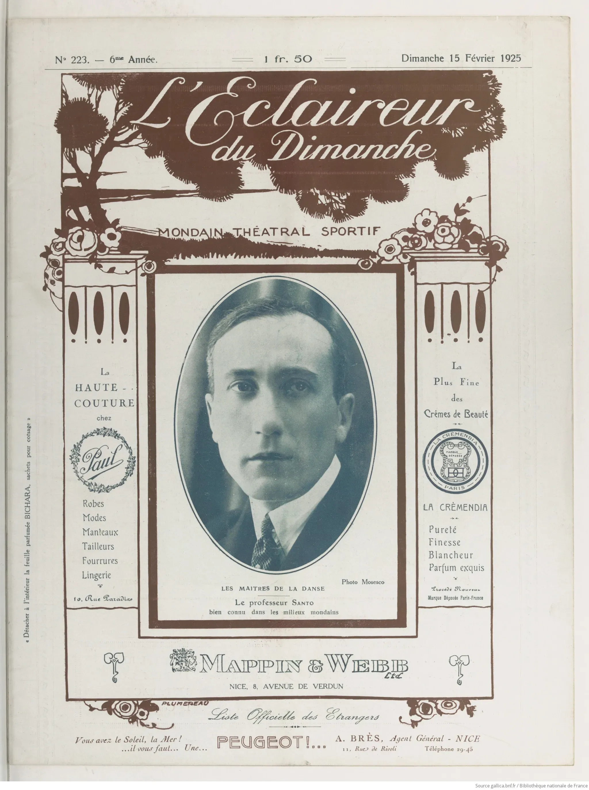 ZALÉclaireur du dimanche 1925 02 15 Page 01 danseur 1