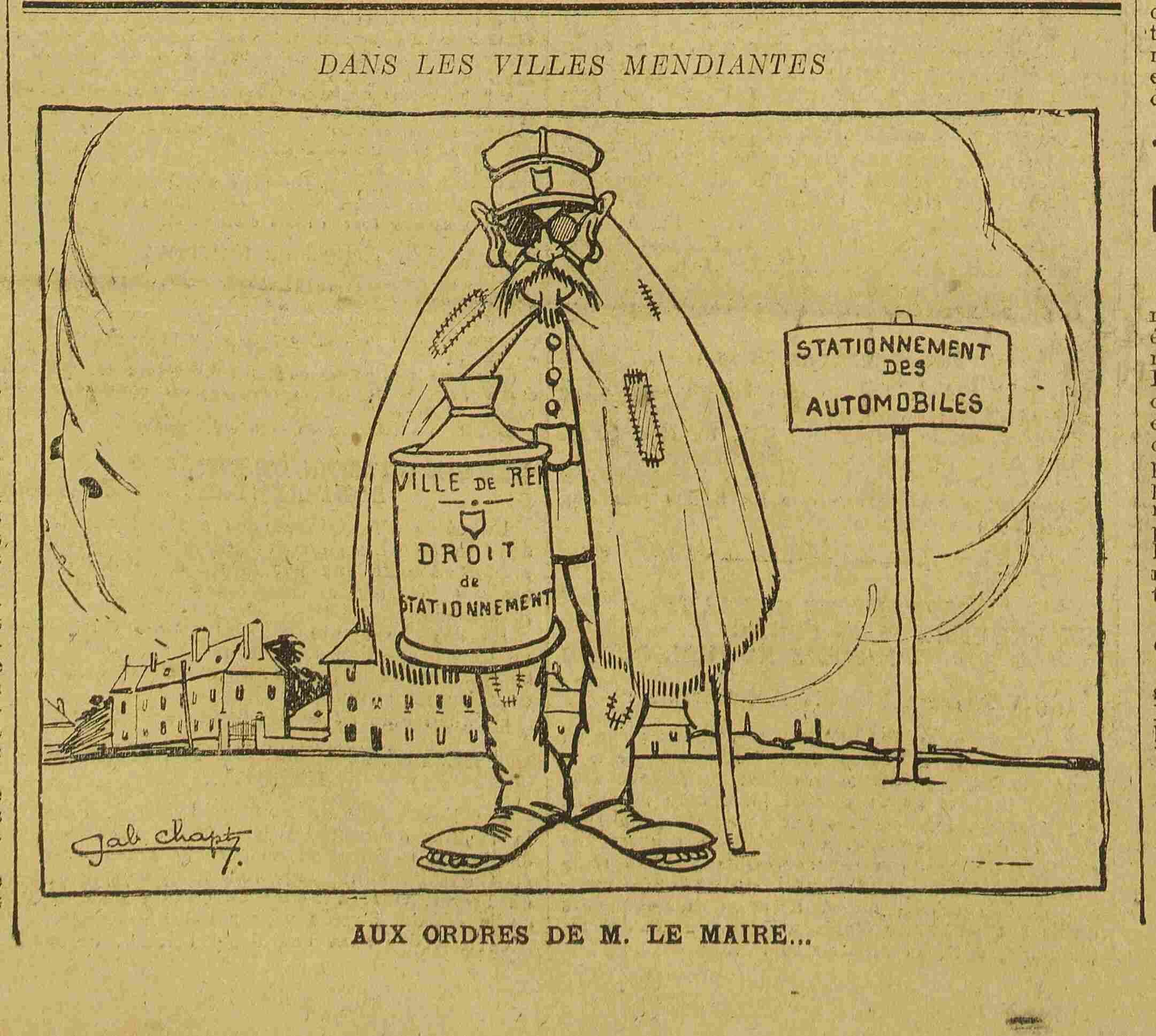   villes mendiantes dessin humour daté de 1925