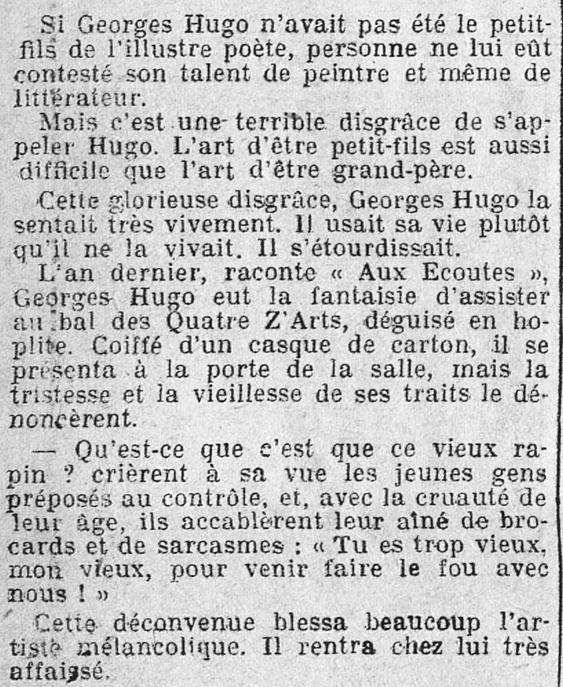 C'est une terrible disgrâce de s'appeler Hugo - Georges Hugo