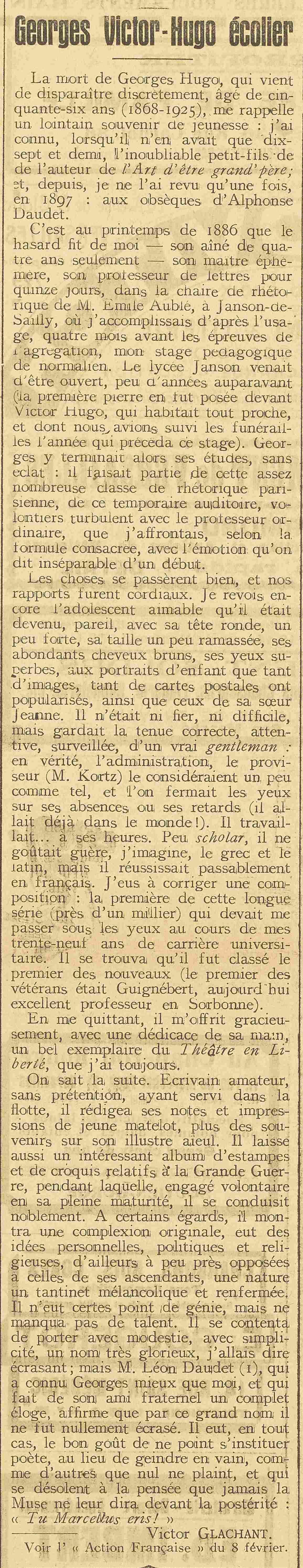 Georges Victor-Hugo petit-fils du poète