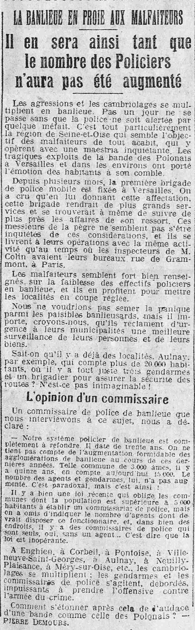 The suburbs prey to criminals