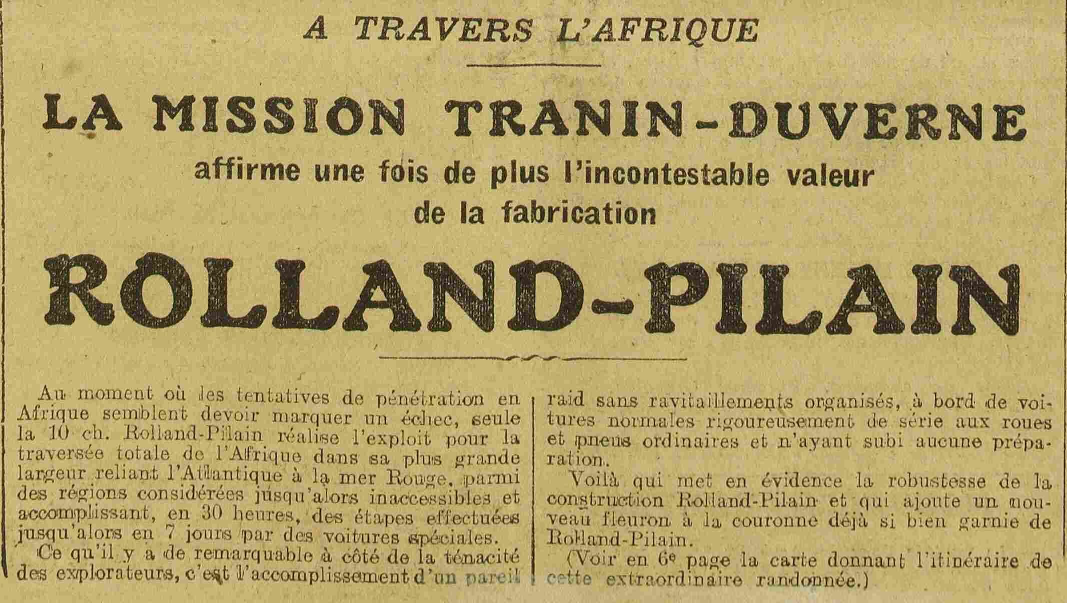 fiabilité moteurs Rolland Pilain mission Tranin Duverne