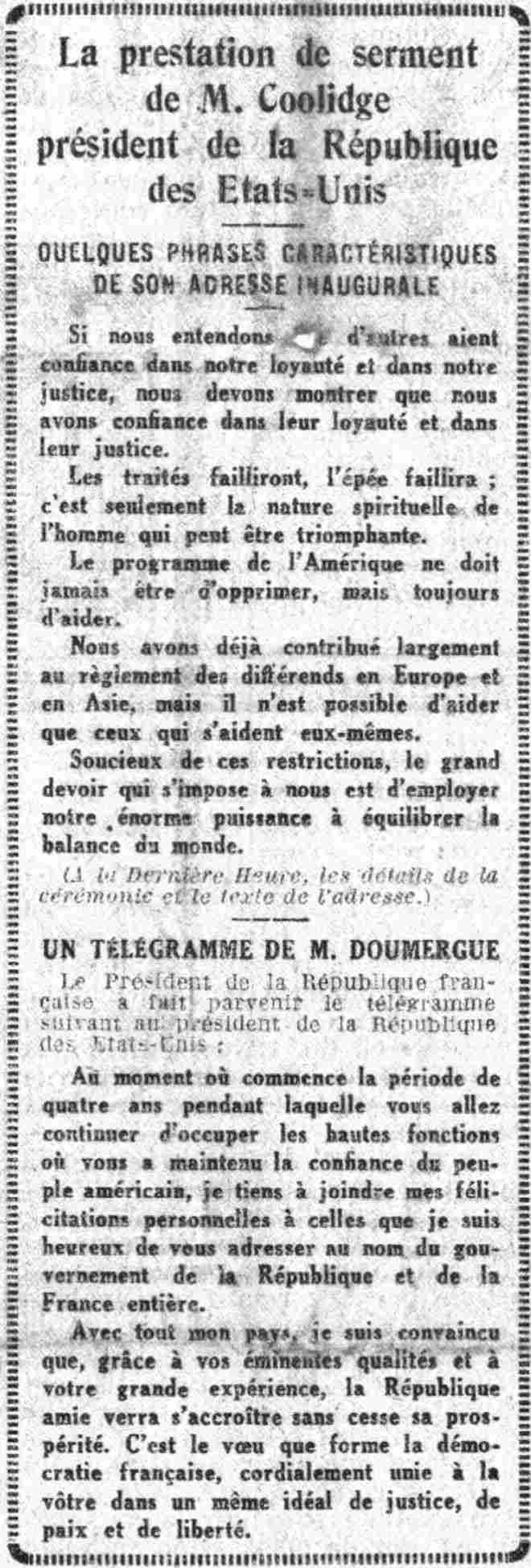 Treaties will fail, the sword will fail sentences of président of USA