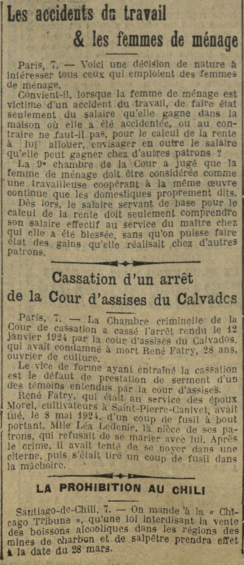 Work accidents and cleaning ladies