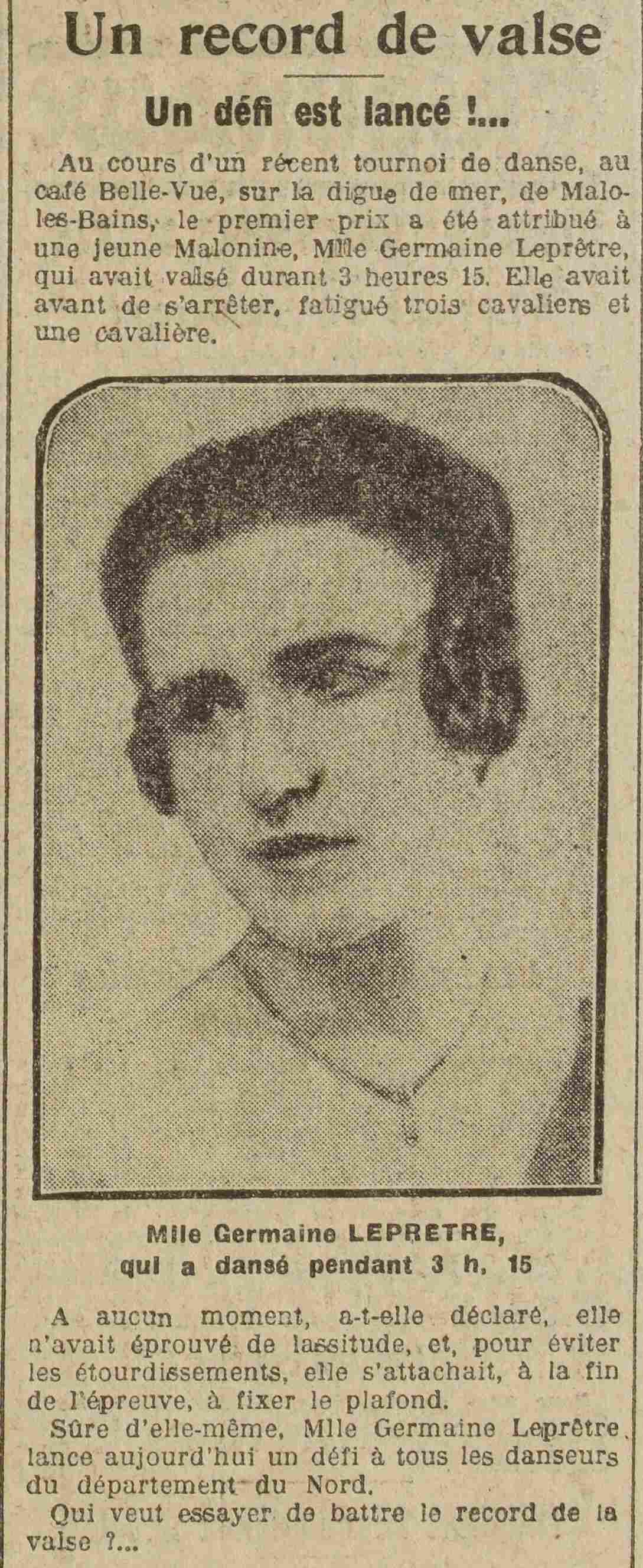  Record de valse Un défi lancé par Germaine Leprêtre