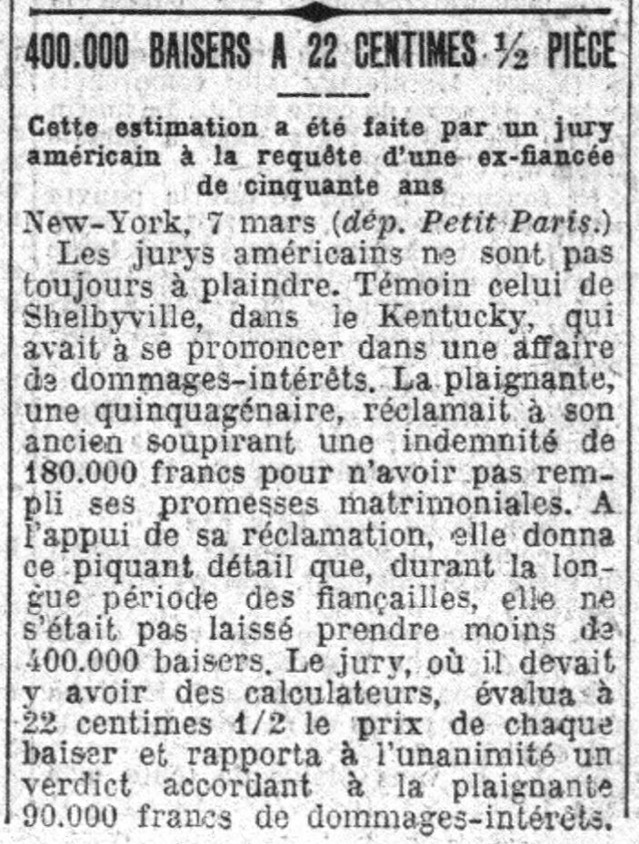 400 000 baisers à 22 centimes 1/2 pièce