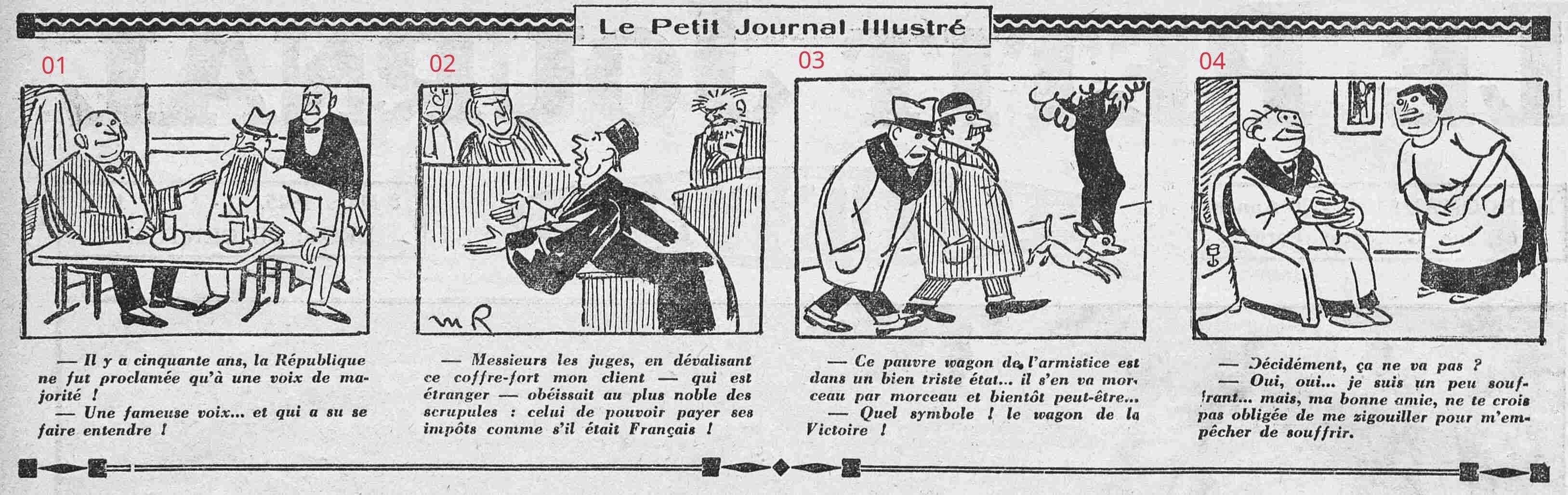 Quatre dessins humoristiques illustrant l'actualité