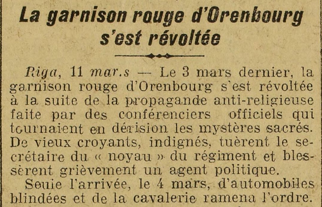 The Red Garrison of Orenburg has revolted