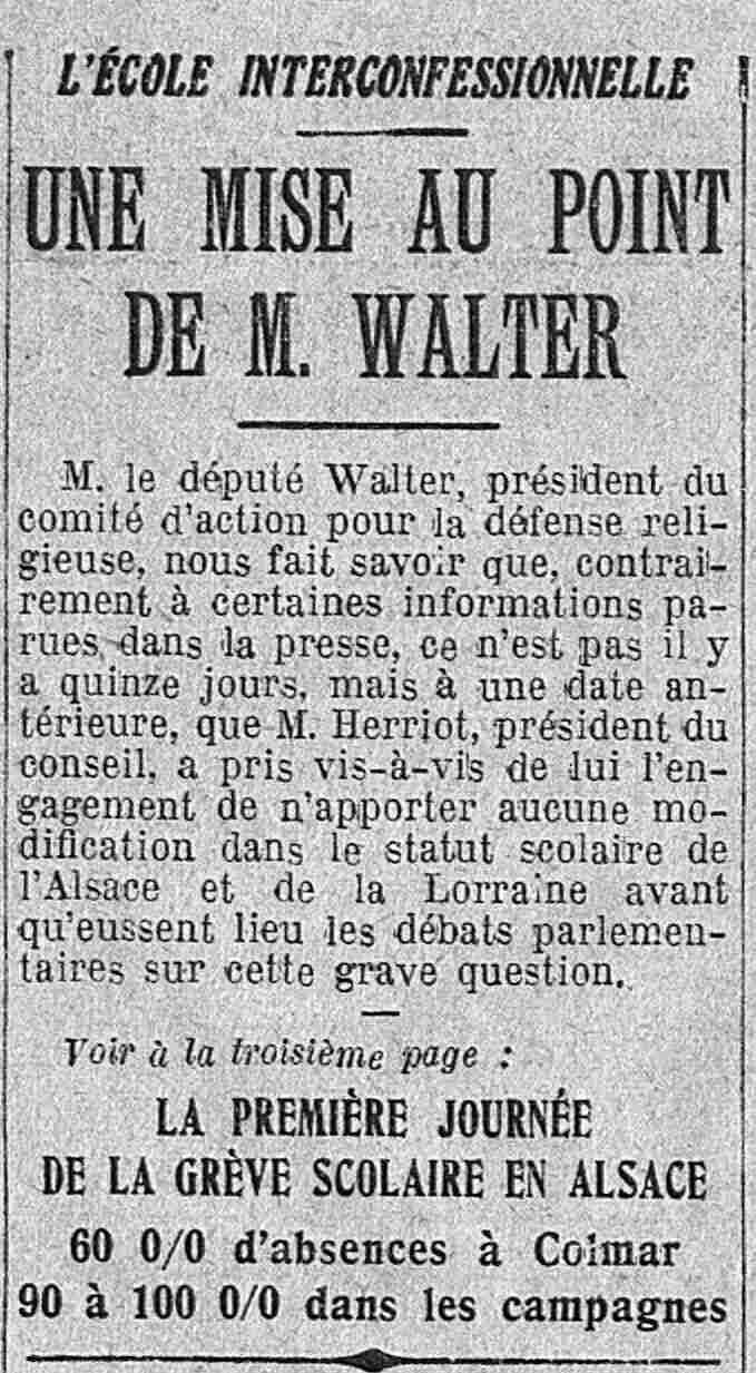 LÉcho de Paris 1925 03 17The Interdenominational School, an update from MP Michel Walter