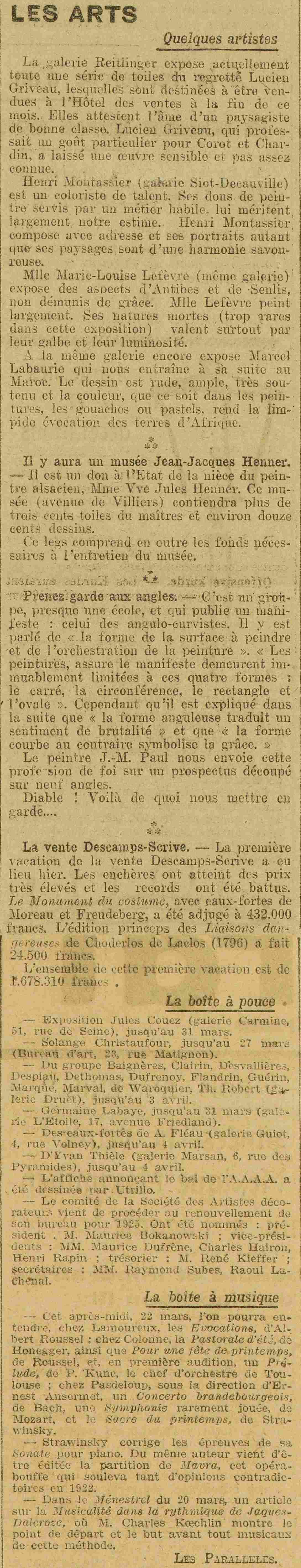 Paris midi 1925 03 22 some artists, those whose works can be viewed or listened to 