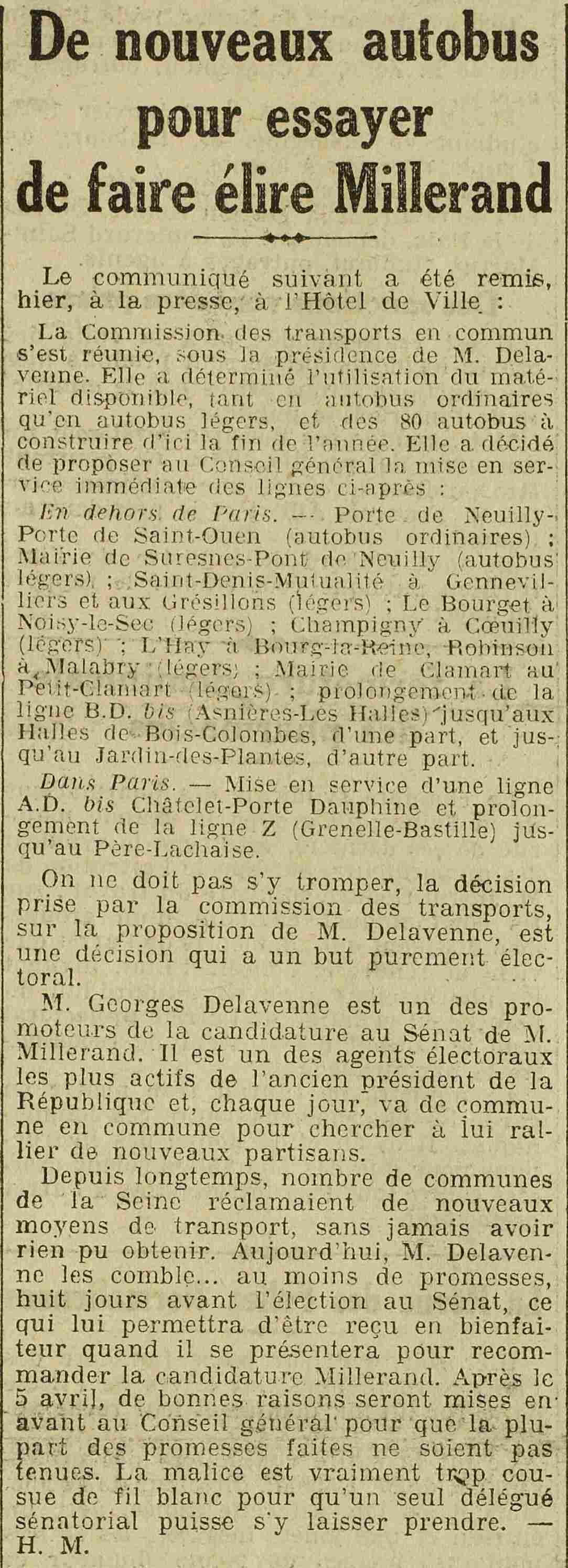 L Oeuvre 1925 03 29 art 01 new buses electoral maneuver 1