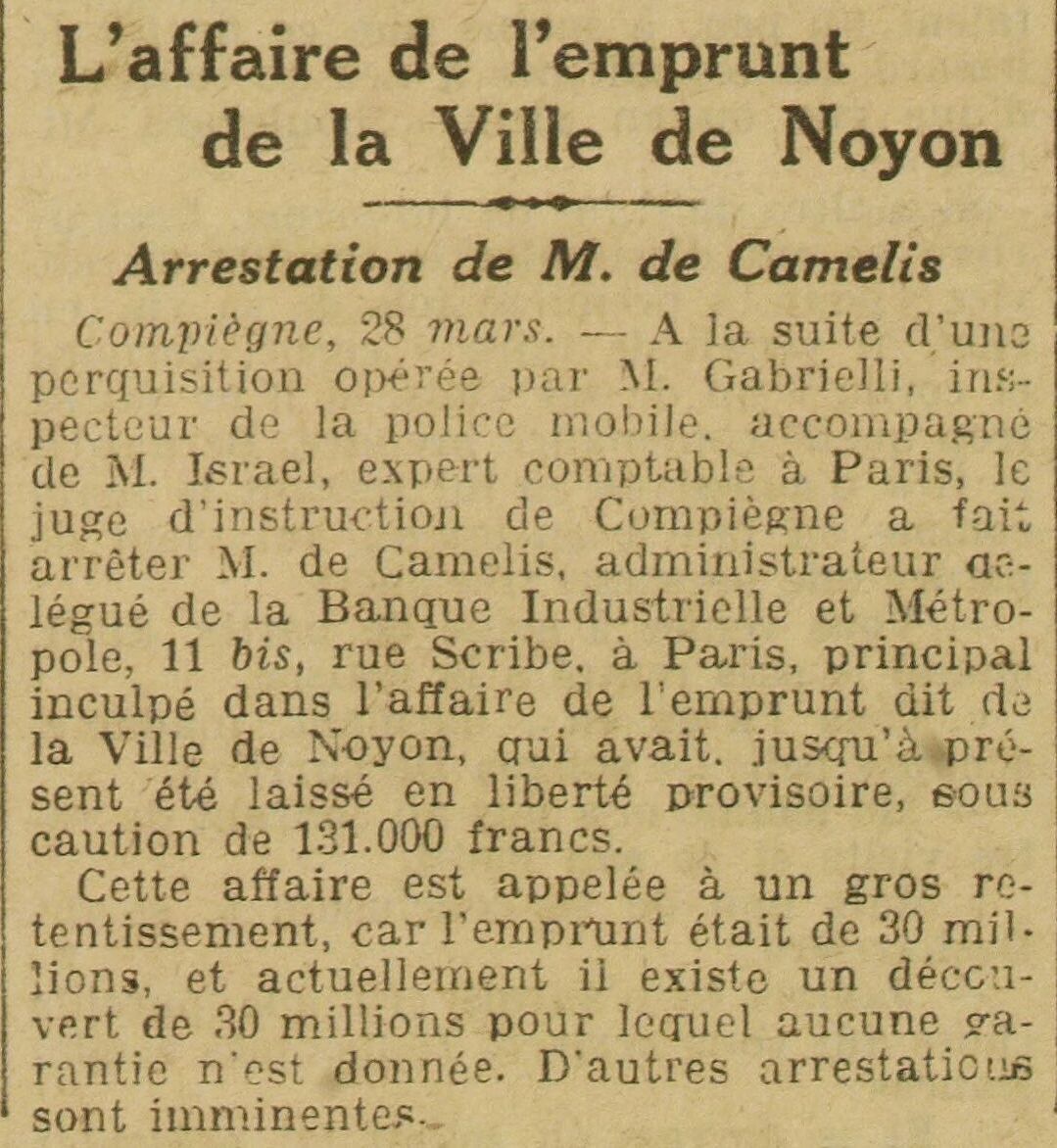 L Oeuvre 1925 03 29 The Noyon City Loan Affair