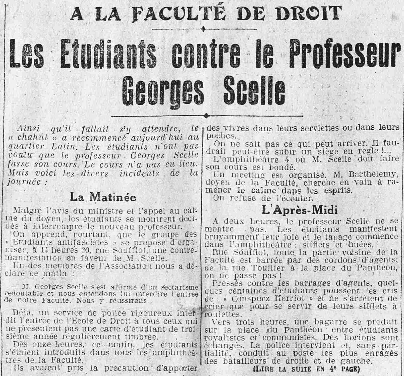 La Presse 1925 03 29 The "ruckus" started again today in the Quartier Latin 