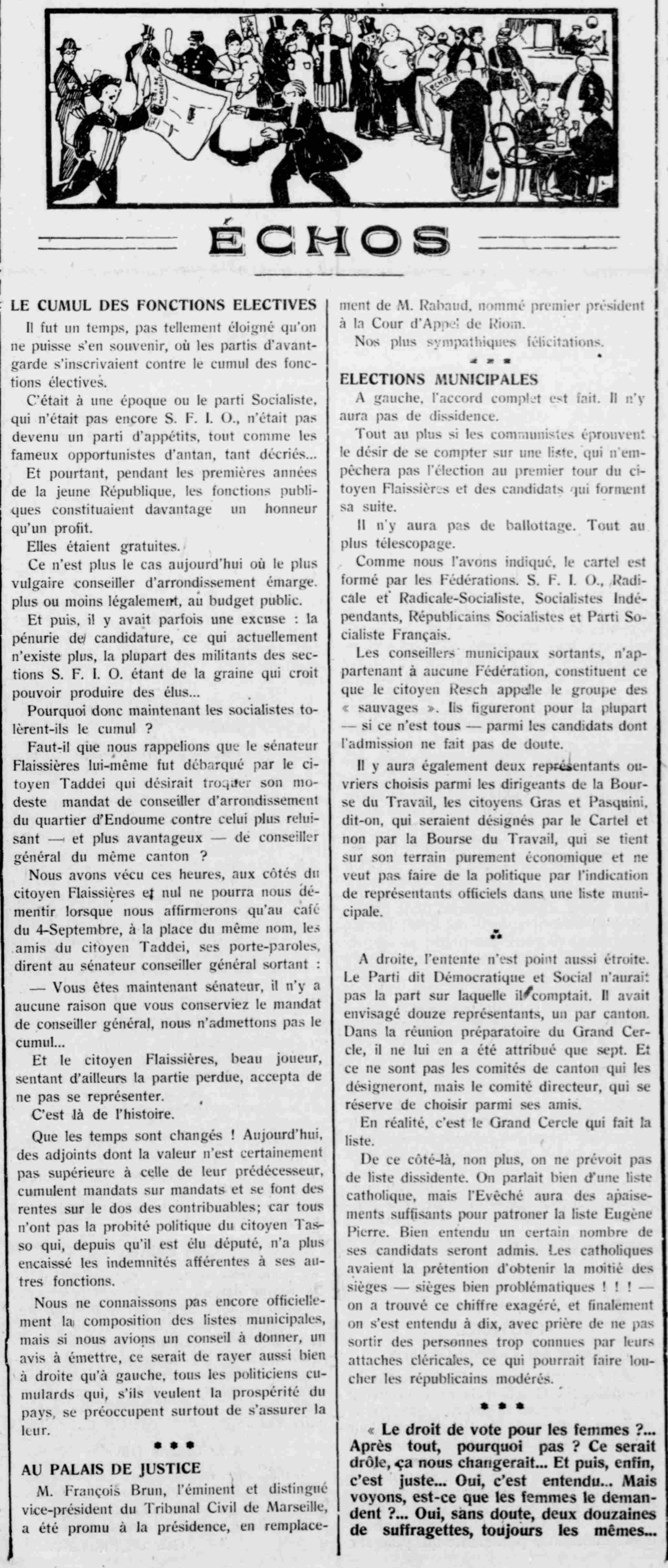 Le Cri de Marseille 1925 04 05 Holding Multiple Elected Offices