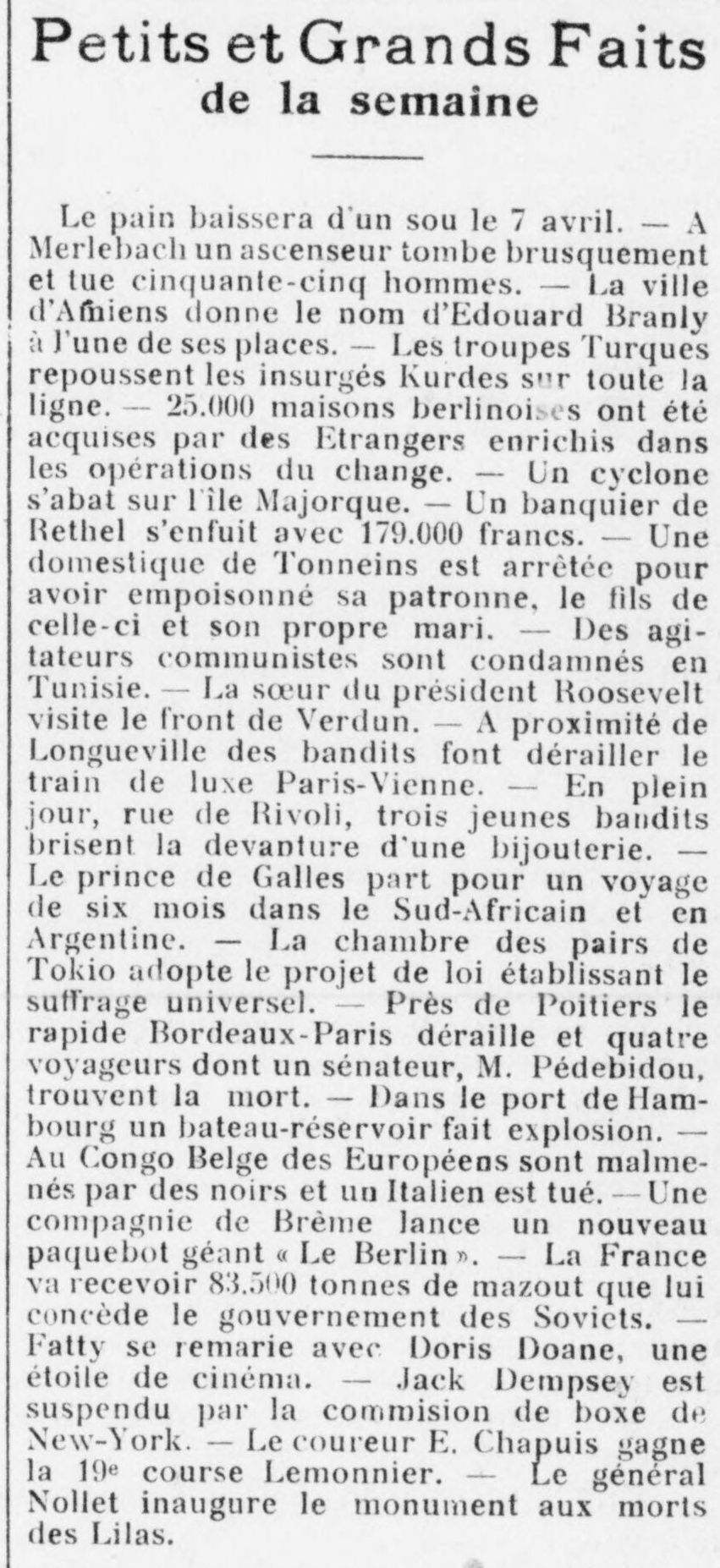 Le Funi 1925 04 05 petits et grands faits de la semaine