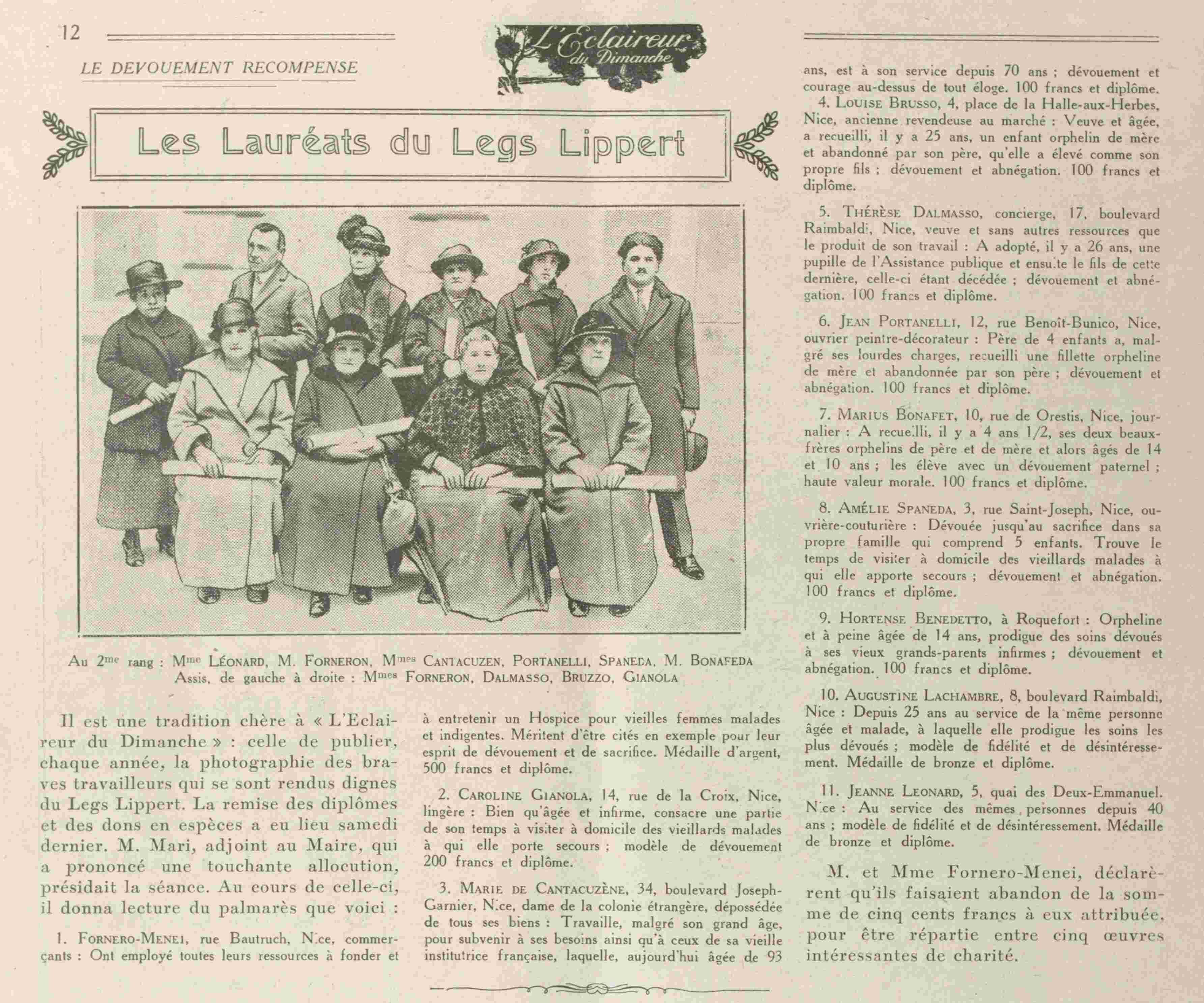 LÉclaireur du dimanche 1925 04 12 art 12 les lauréats du Legs Lippert 22