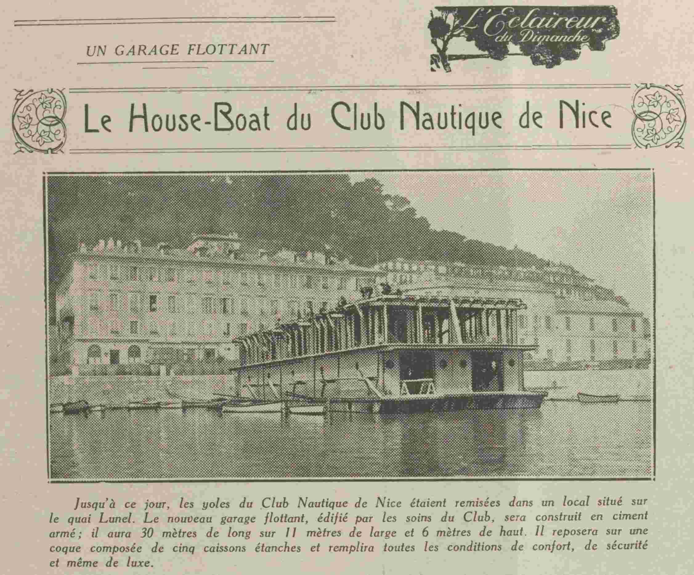 LÉclaireur du dimanche 1925 04 12 art 13 le House Boat du club nautique de Nice 23