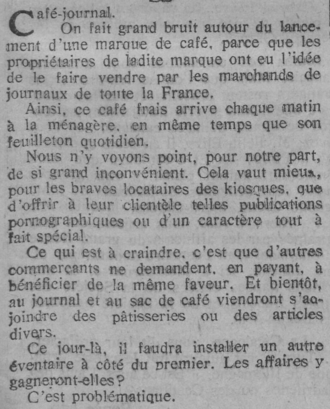 Comoedia 1925 04 19 publicité et le lancement dune marque de café 3