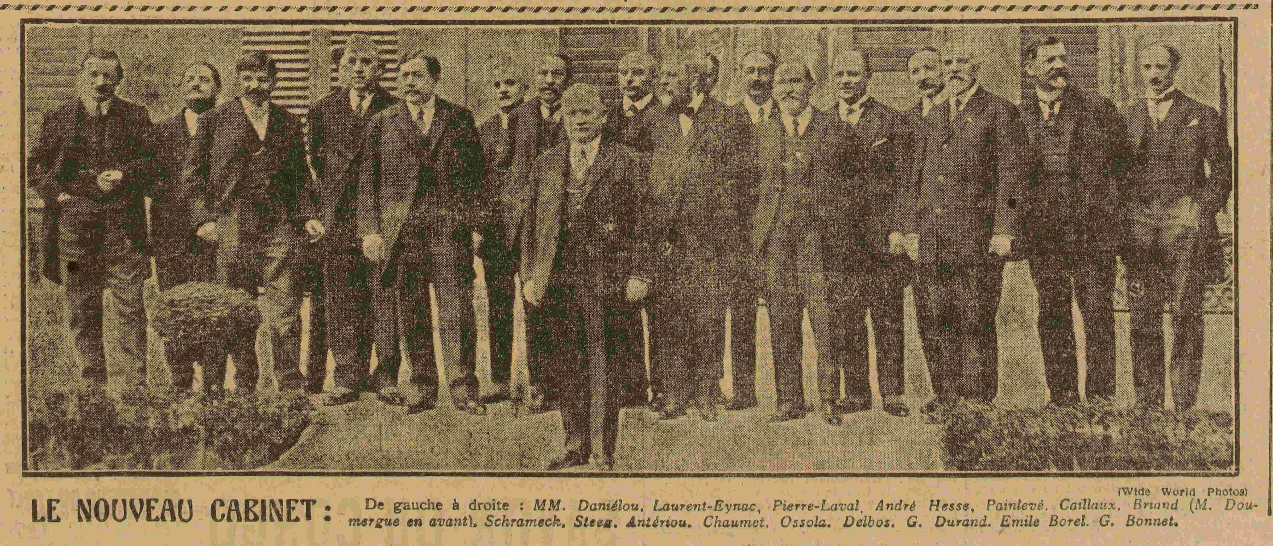 Le Grand écho du Nord 1925 04 19 en photo le président de la République et les nouveaux ministres X
