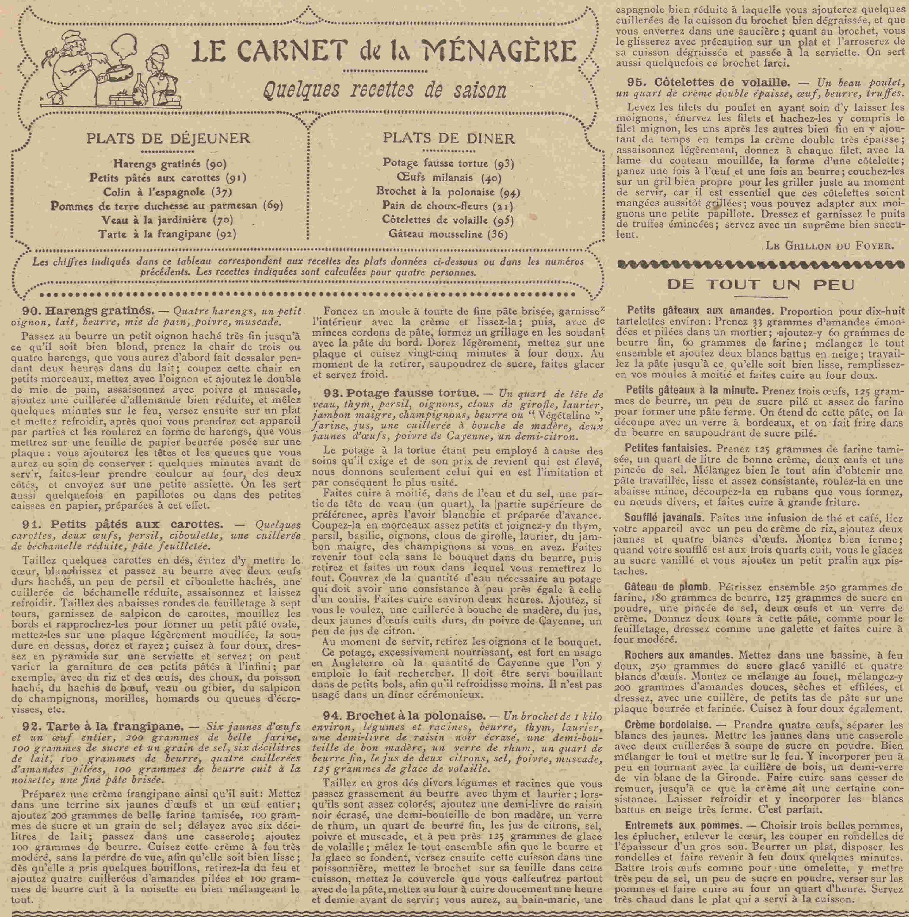 Le Petit écho de la mode 1925 04 19 art 06 menus et recettes 