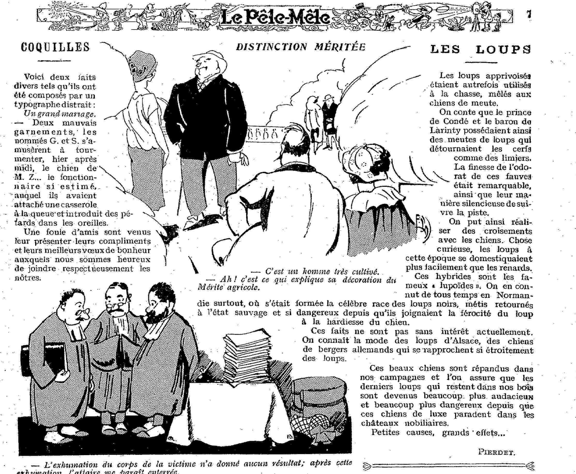 Le Pêle mêle 1925 04 19 les loups apprivoisés pour la chasse