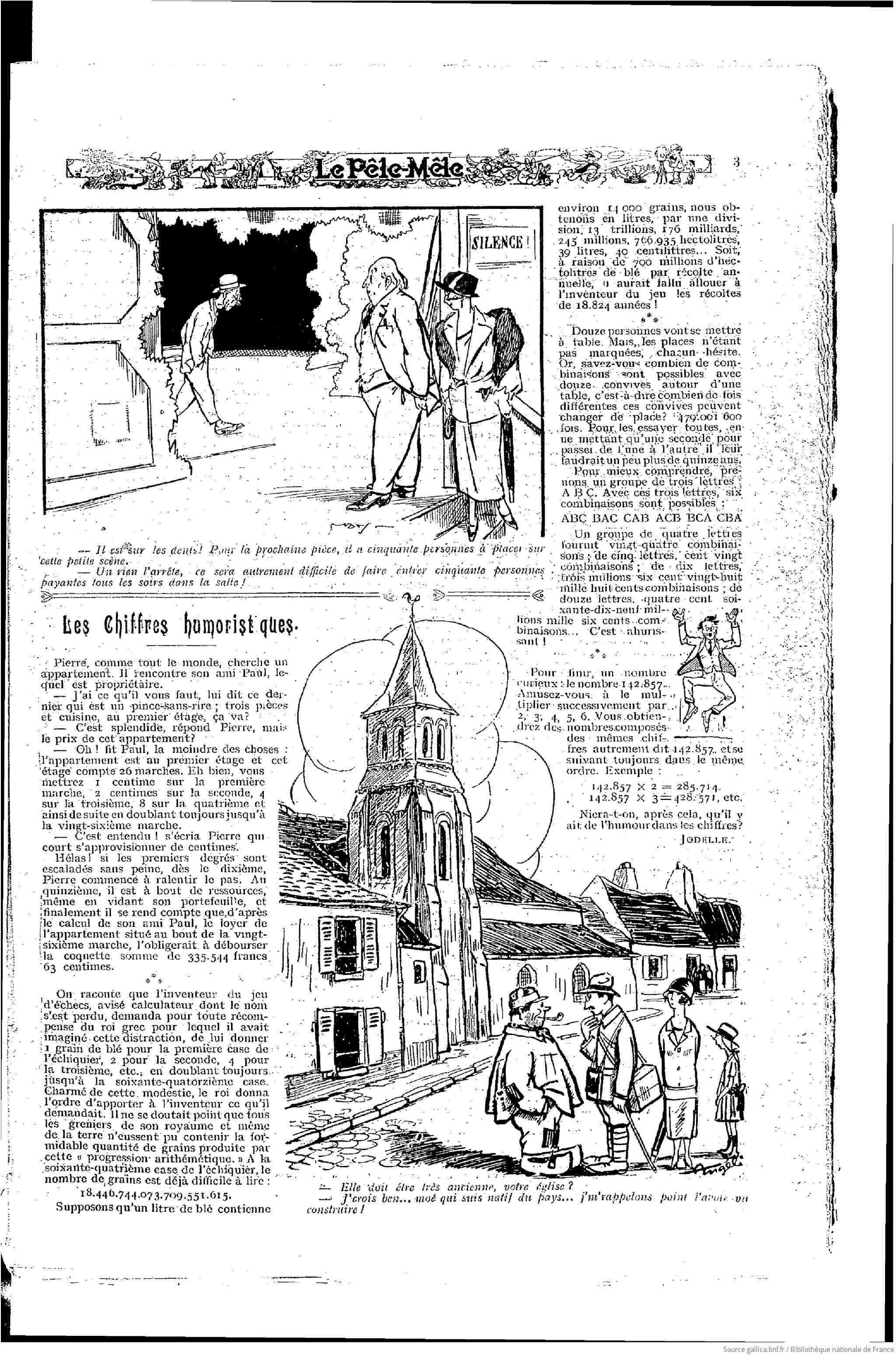 Le Pêle mêle 1925 04 26 Humorous Numbers