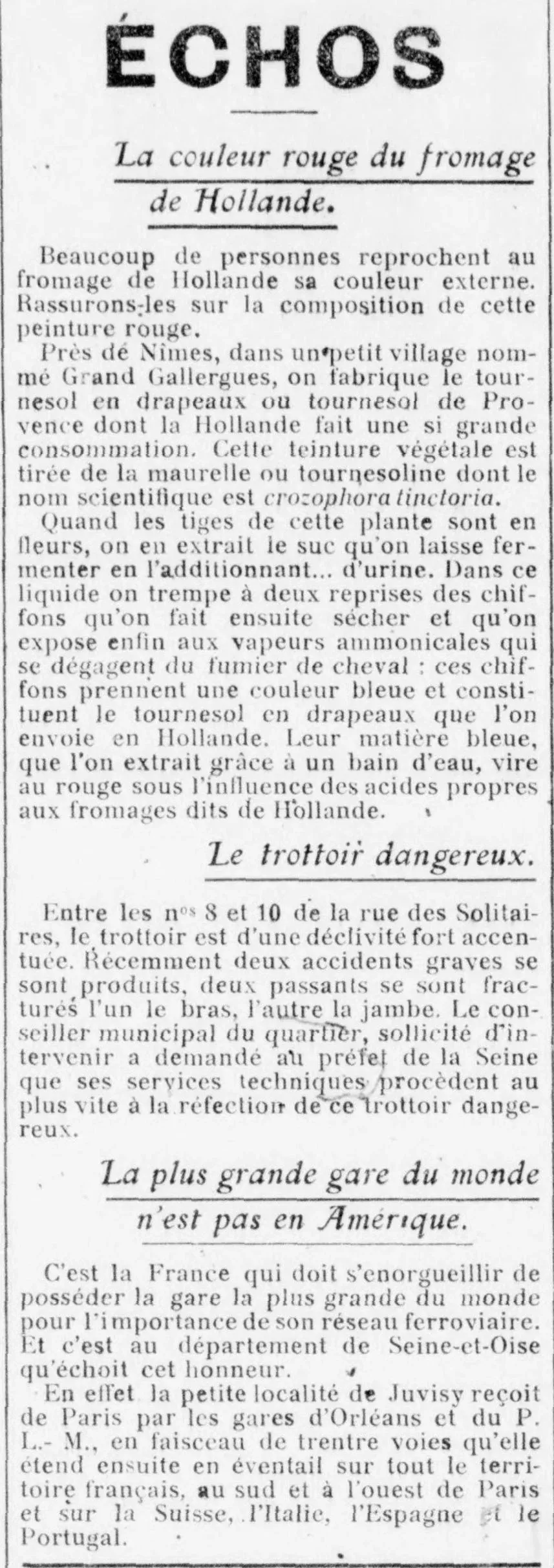 Le Funi 1925 05 24  la couleur rouge du fromage de Hollande