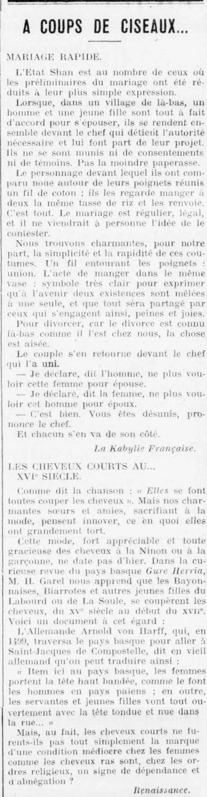 Le Funi 1925 05 24 Quick marriage, better than in Las Vegas,