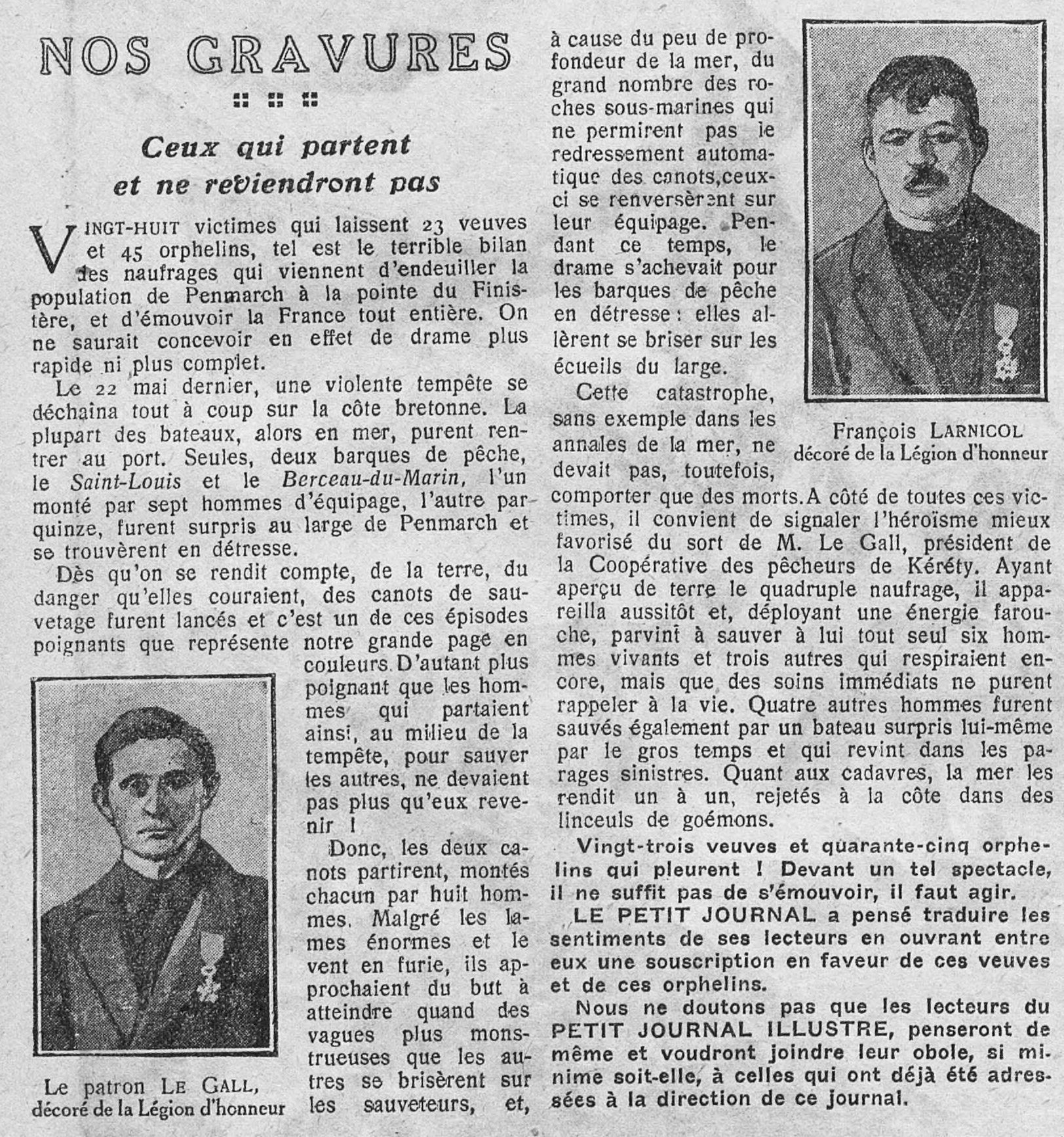 Le Petit journal illustré 195 06 08 Those who leave and never return: the Penmarch shipwreck