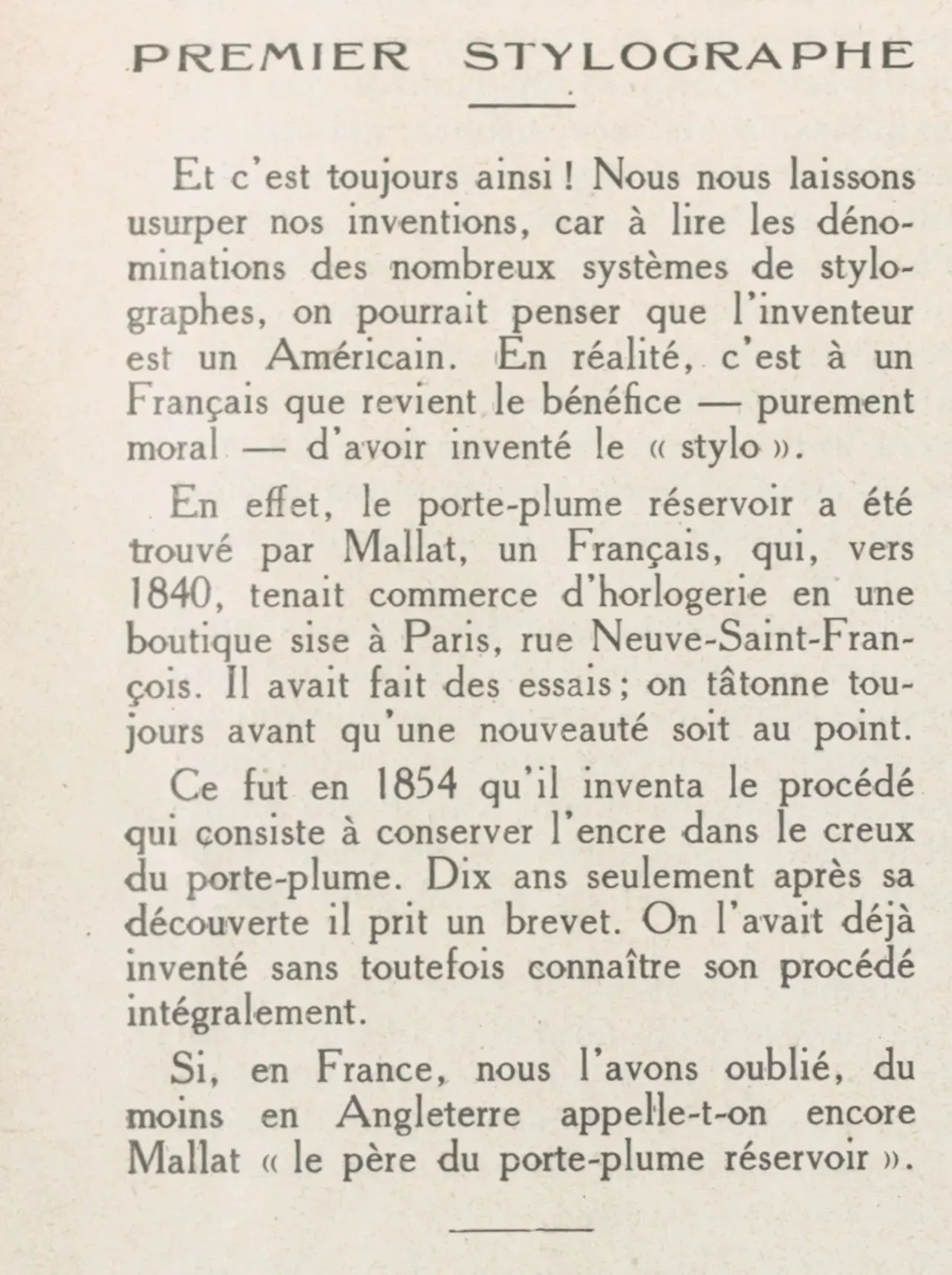 LÉclaireur du dimanche 1925 06 08  le stylo Mallat the first stylograph