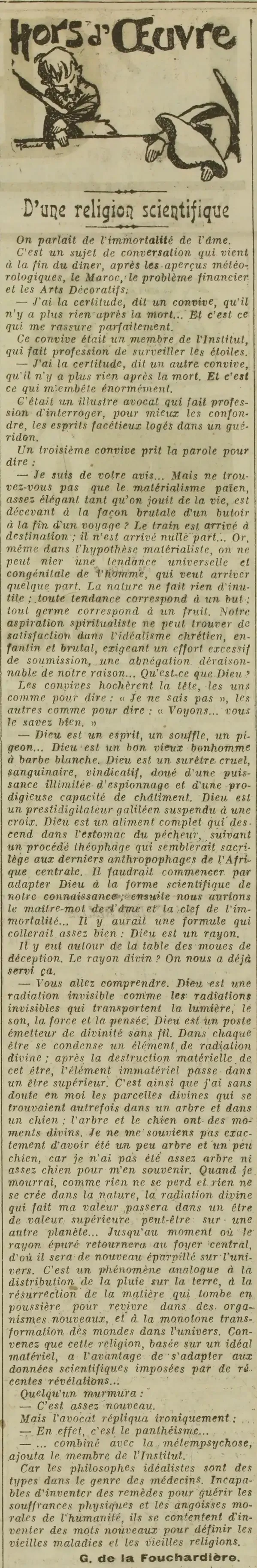 L Oeuvre 1925 06 14 d'une religion scientifique l'immortalité de l'âme