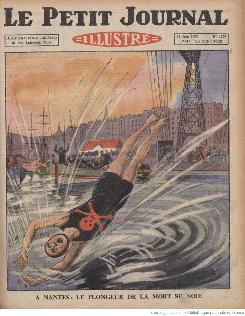 Le Petit journal illustré 1925 06 14 In Nantes, the Death Diver Drowns